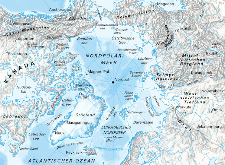 Arktis: Topografische Karte