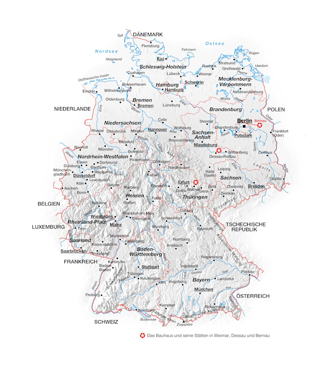 Bauhausstätten in Weimar, Dessau und Bernau