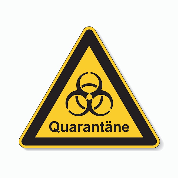 Quarantäne-Warnzeichen