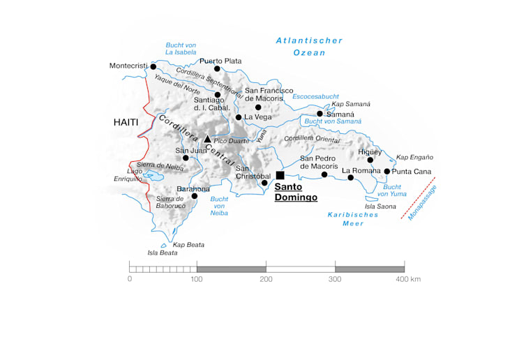Dominikanische Republik: Topografische Karte