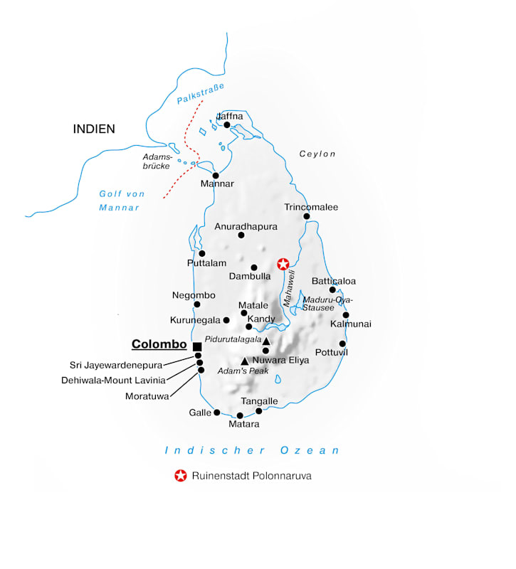 Karte Sri Lanka: Ruinenstadt Polonnaruva