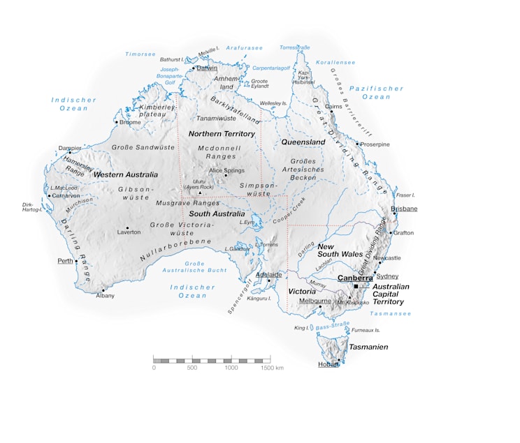 Australien: Topografische Karte