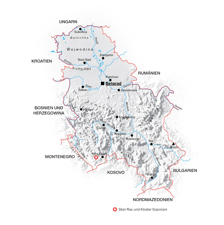 Karte: Stari Ras und Kloster Sopoćani