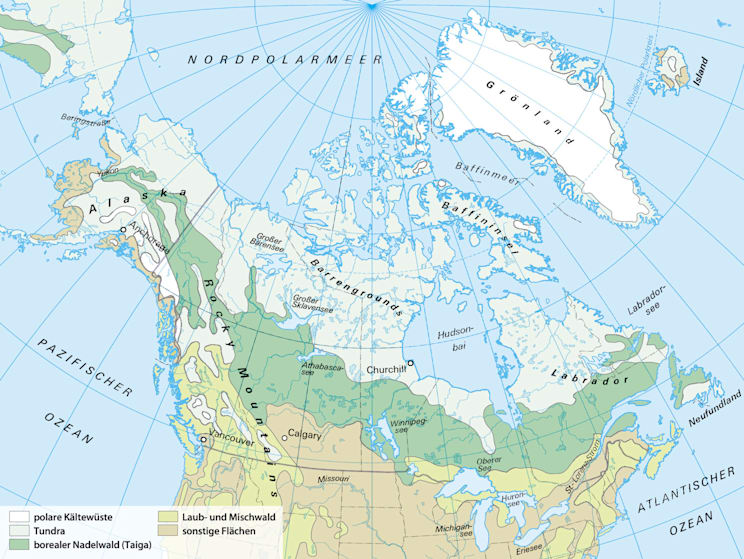Taiga: Ausdehnung in Nordamerika