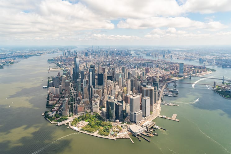 Hudson River: Luftaufnahme von Manhattan