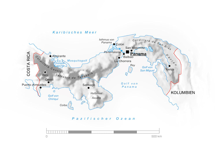 Panama: Topografische Karte