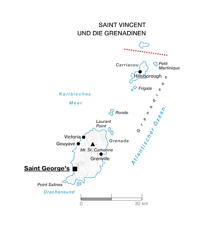 Grenada: Topografische Karte