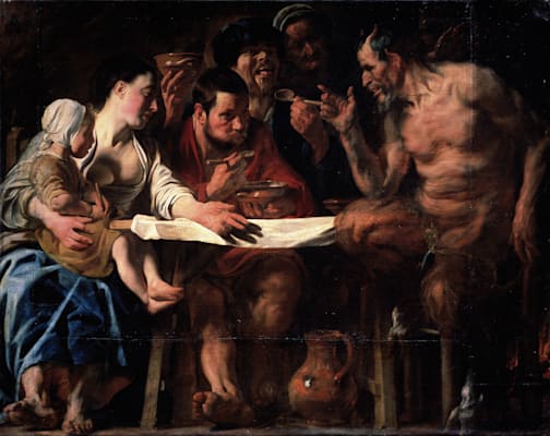 Jacob Jordaens: »Satyr bei einer Bauernfamilie«