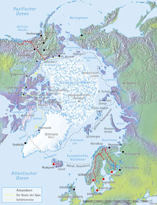 Roald Amundsen: Nordpolarexpeditionen (Karte)