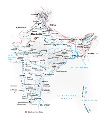 Lagekarte: Stadtkern von Jaipur