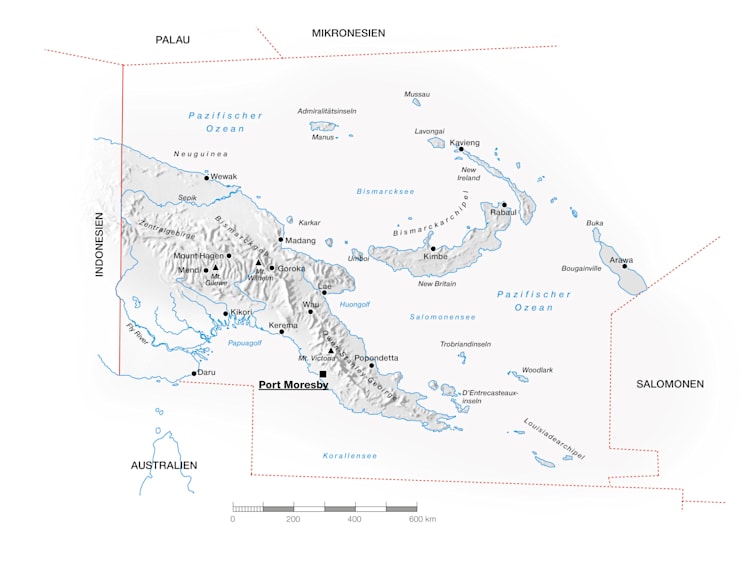 Papua-Neuguinea: Topografische Karte