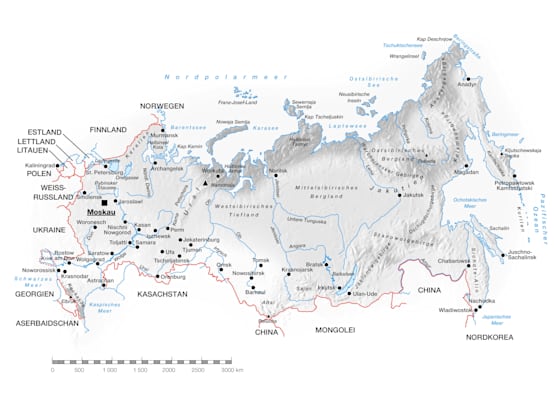 Topografische Übersichtskarte von Russland