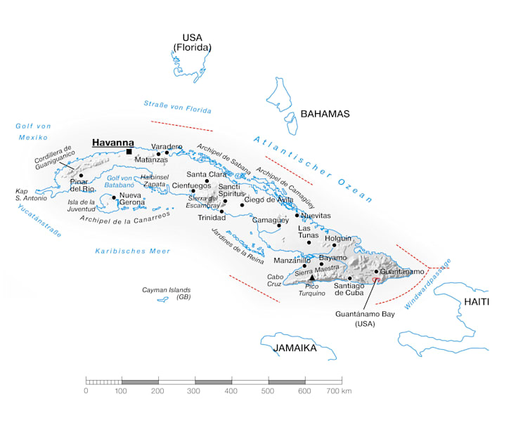 Kuba: Topografische Karte