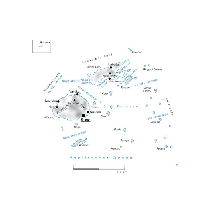 Fidschi: Topografische Karte