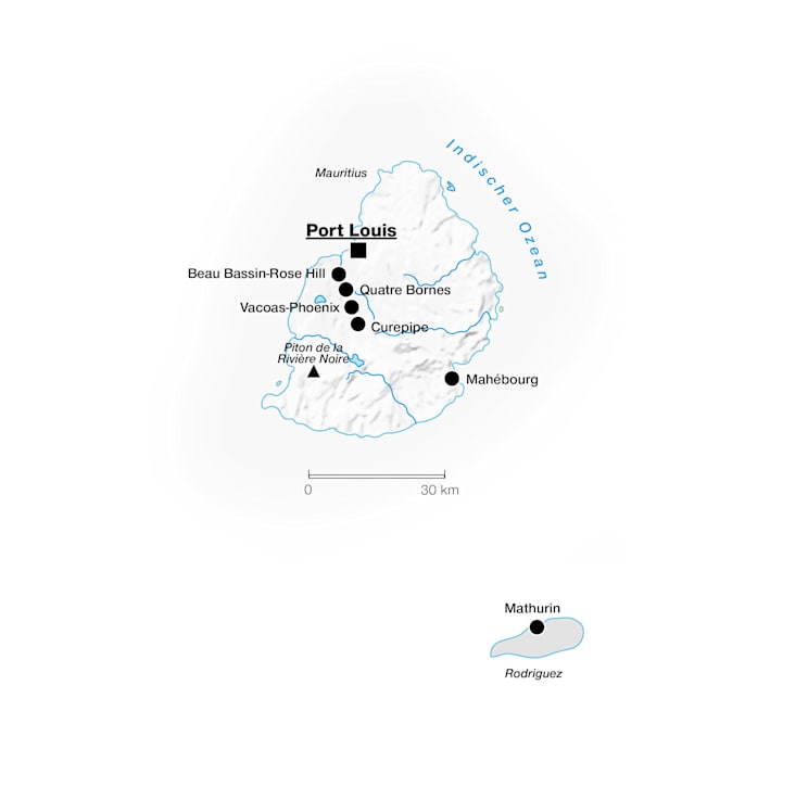 Mauritius: Topografische Karte