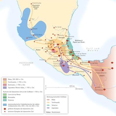 Mesoamerikanische Hochkulturen Zapoteken, Teotihuacan, Maya, um 500 v. Chr. bis 800 n. Chr.