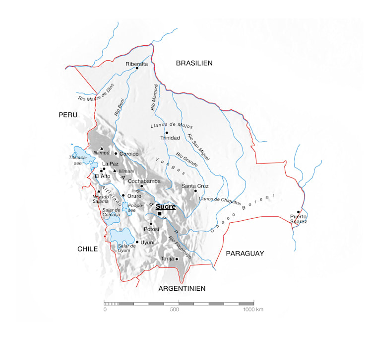 Bolivien: Topografische Karte