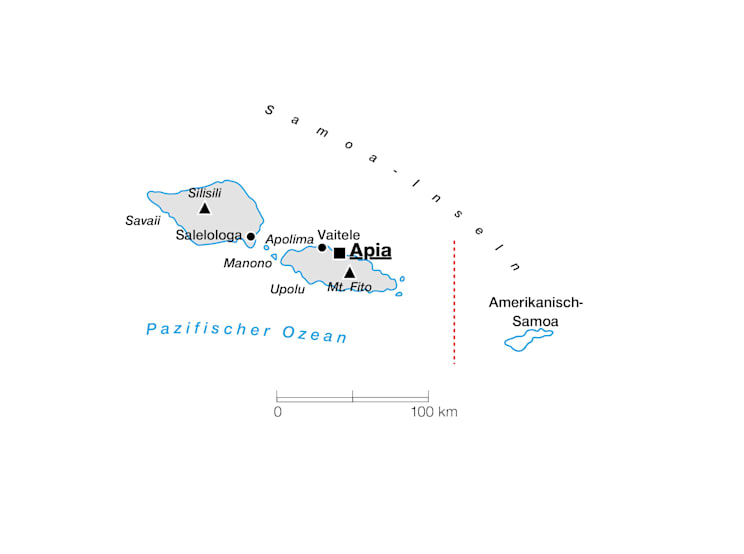 Samoa: Topografische Karte