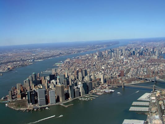 Hudson River: Luftaufnahme von Manhattan