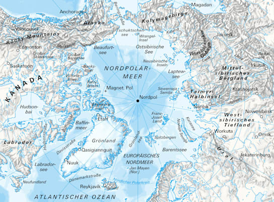 Arktis: Topografische Karte