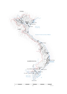 Topografische Übersichtskarte von Vietnam