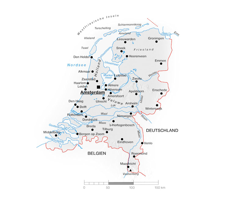 Topografische Landkarte der Niederlande