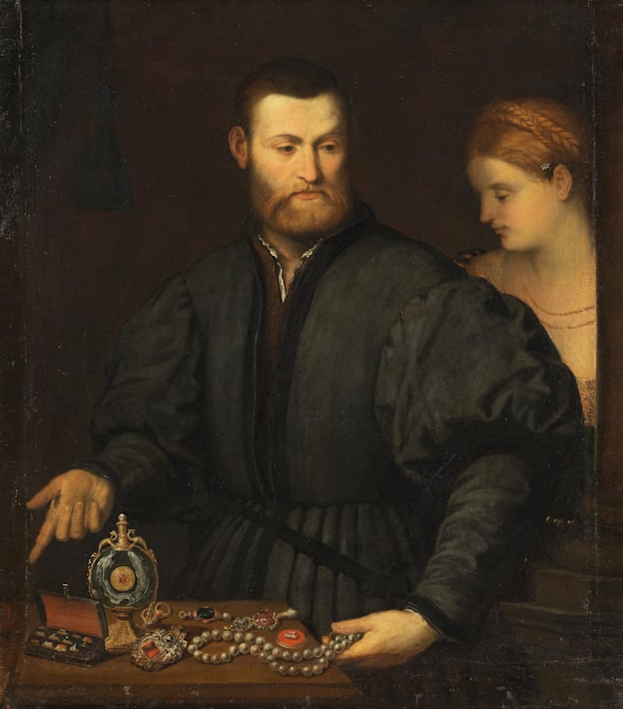 Paris Bordone. Juwelier mit einer Dame. 