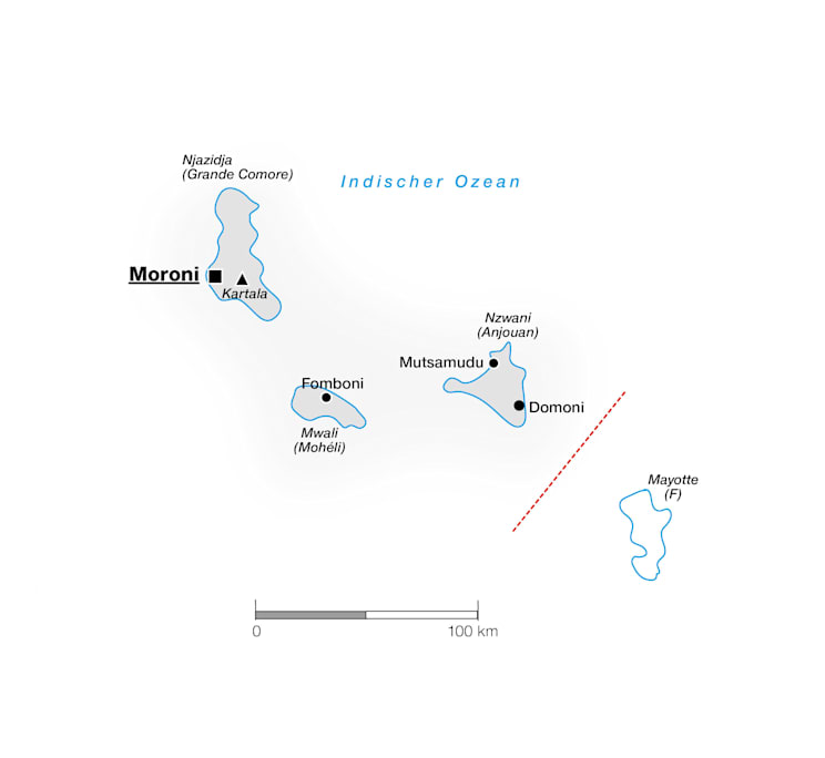 Komoren: Topografische Karte