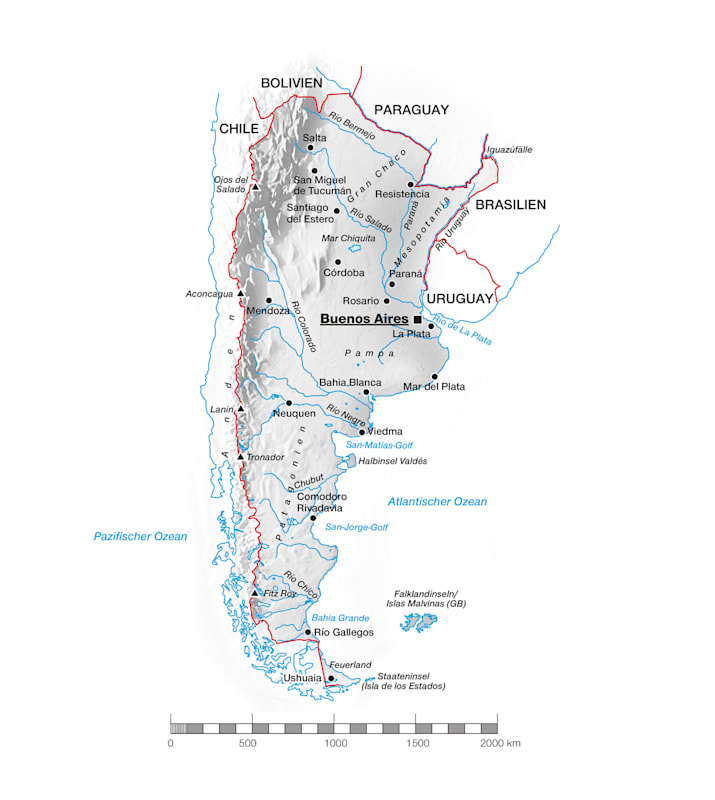 Argentinien: Topografische Karte