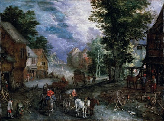 Jan Bruegel der Ältere: »Landschaft mit Schmiede«