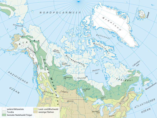 Taiga: Ausdehnung in Nordamerika