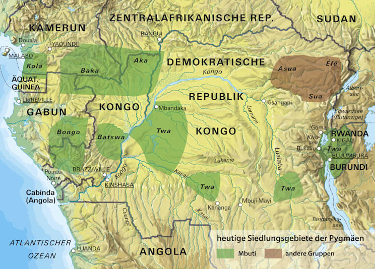 Pygmäen: Siedlungsgebiete
