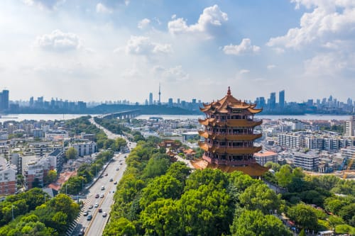 Wuhan und Jangtse-Brücke