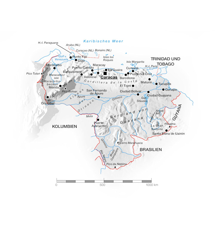 Venezuela: Topografische Karte