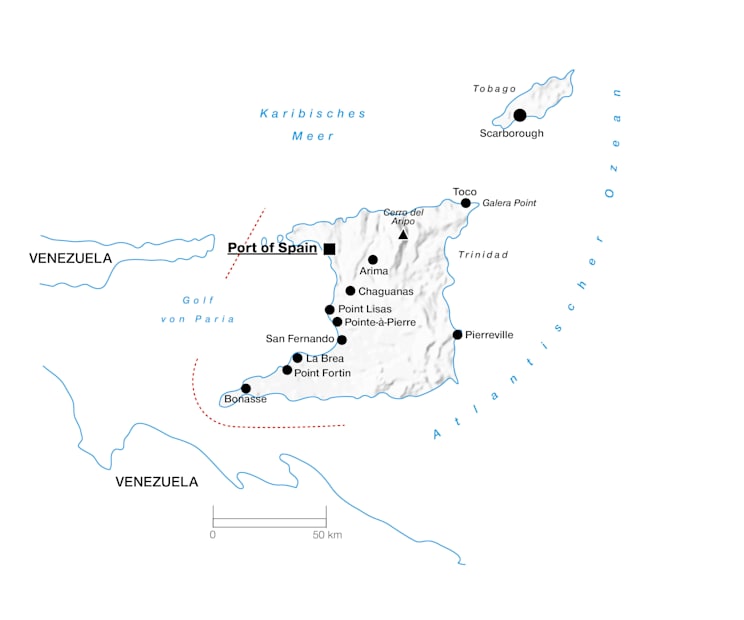 Trinidad und Tobago: Topografische Karte