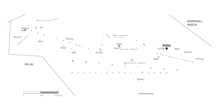 Mikronesien: Topografische Karte