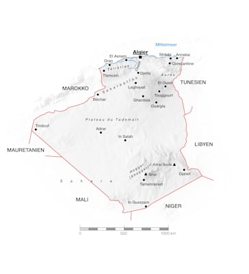 Topografische Übersichtskarte von Algerien