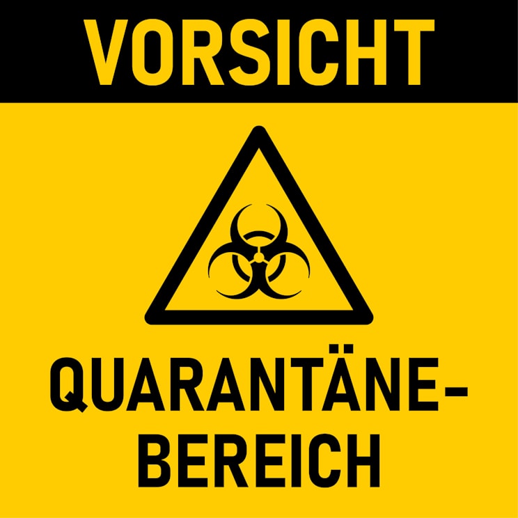 Quarantäne-Warnzeichen