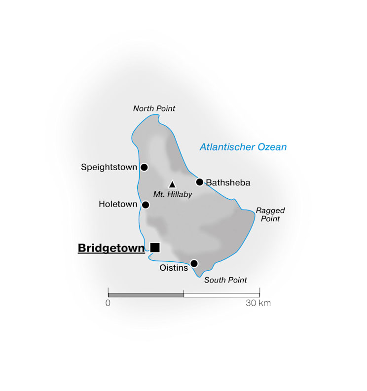 Barbados: Topografische Karte