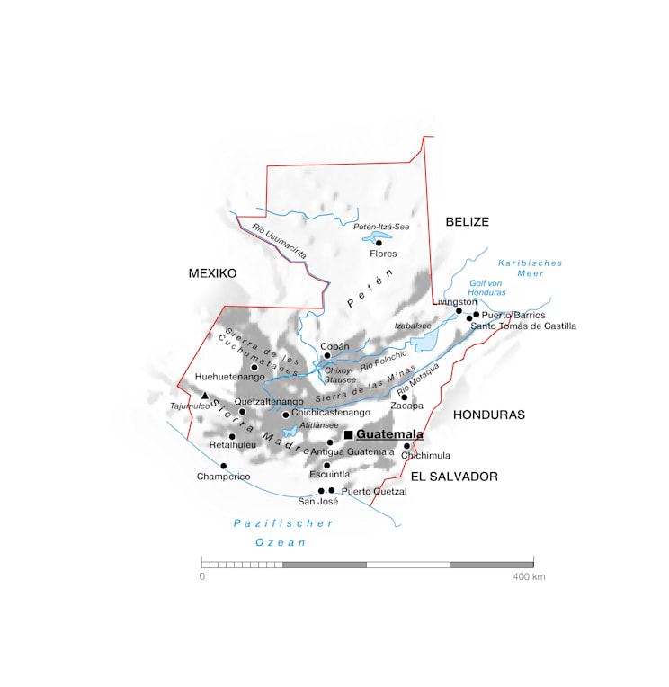 Guatemala: Topografische Karte