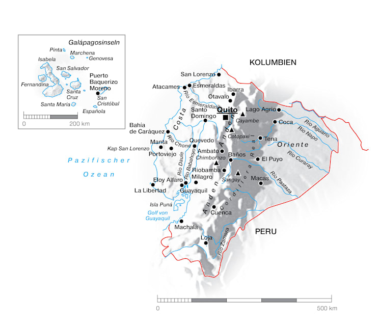 Ecuador: Topografische Karte