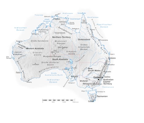 Australien: Topografische Karte