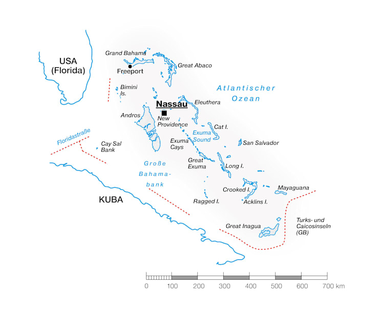 Bahamas: Topografische Karte